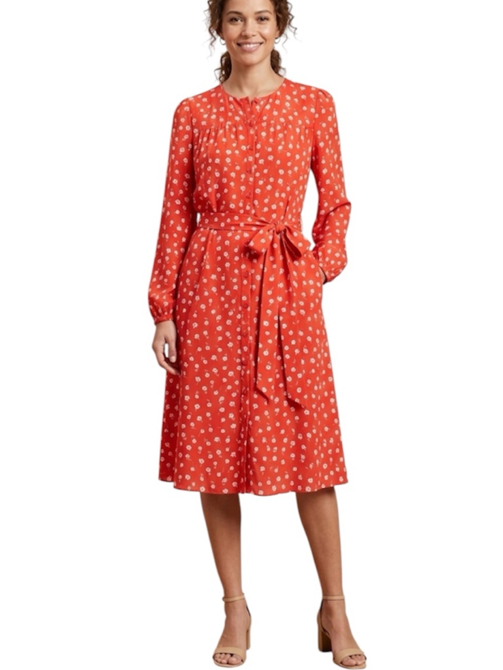 Banana Republic Factory Belted Floral Midi Dress